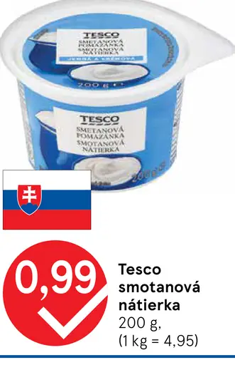 Tesco smotanová nátierka