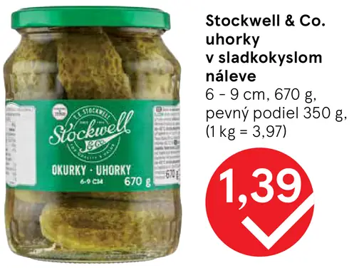 Stockwell & Co. uhorky v sladkokyslom náleve