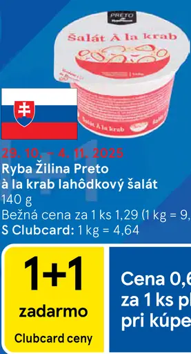 Ryba Žilina Preto à la krab lahôdkový šalát