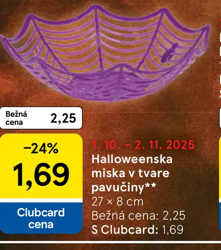 Halloweenka miska v tvare pavúčiný