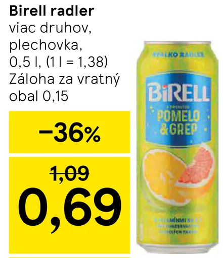 Birell radler plechovka