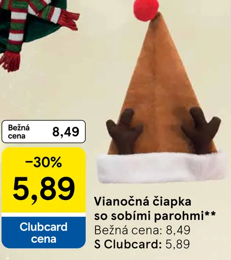 Vianočná čiapka so sobími parohmi