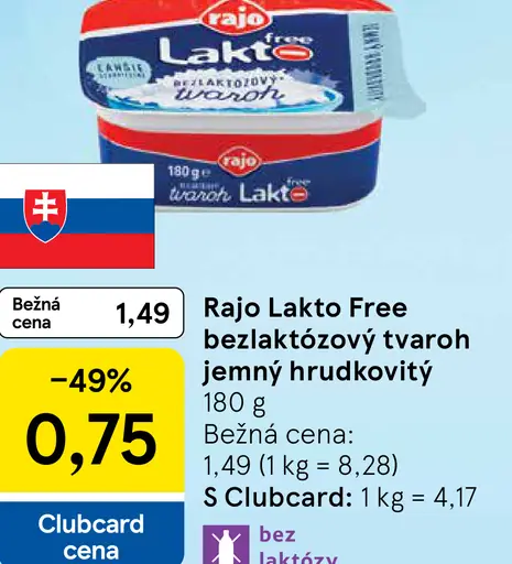Rajo Lakto Free bezlaktózový tvaroh jemný hrudkovitý