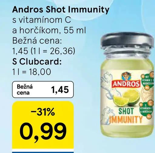Andros Shot Immunity s vitamínom C a horčíkom