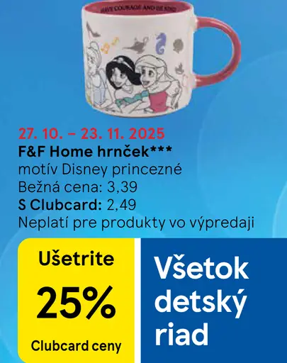 F&F Home hrnček motív Disney princezné