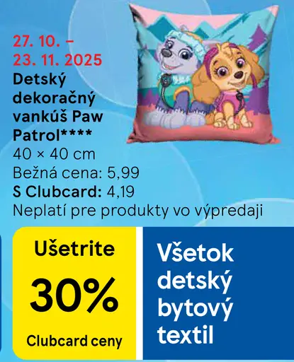 Detský dekoračný vankúš Paw Patrol