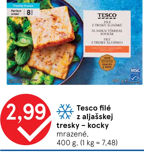 Tesco filé z aljašskej tresky – kocky