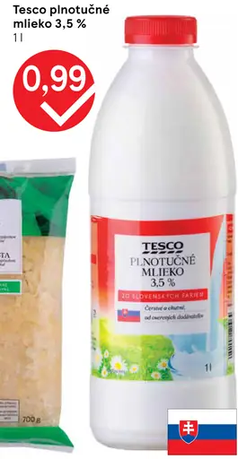 Tesco plnotučné mlieko 3,5 %