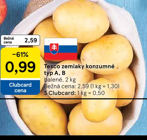 Tesco zemiaky konzumné typ A, B