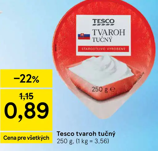 Tesco tvaroh tučný