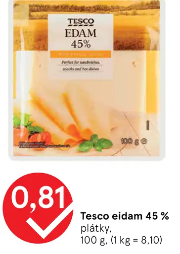 Tesco eidam 45 % plátky