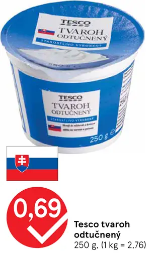 Tesco tvaroh odtučnený