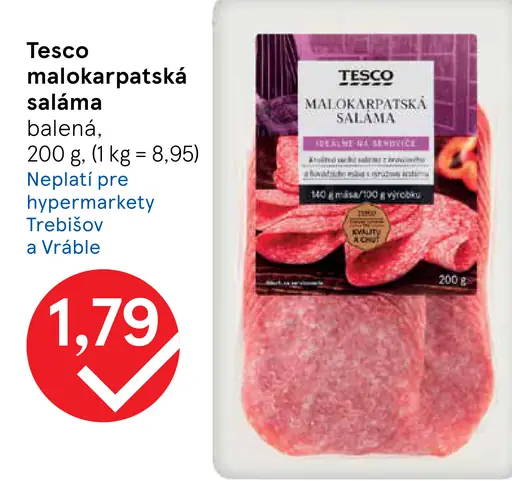 Tesco malokarpatská saláma