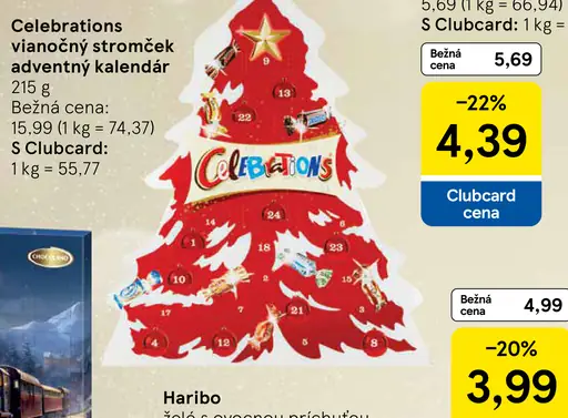 Celebrations vianočný stromček adventný kalendár