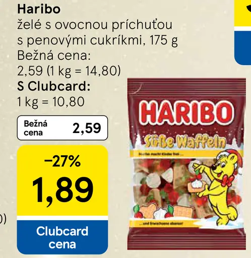 Haribo želé s ovocnou príchuťou s penovými cukríkmi