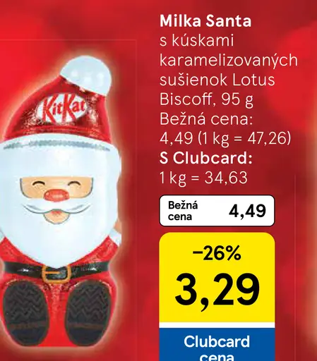 Milka Santa s kúskami karamelizovaných sušienok Lotus Biscoff