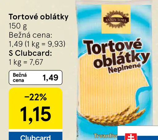 Tortové oblátky Neplnené