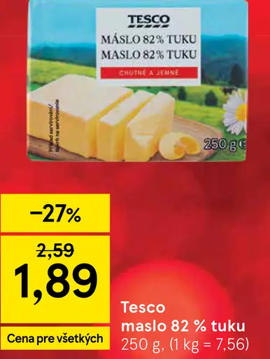 Tesco maslo 82% tuku