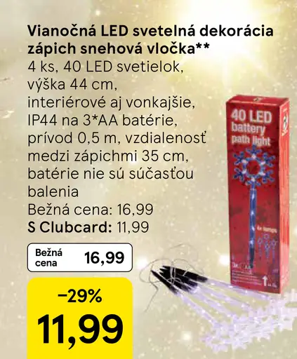 Vianočná LED svetelná dekorácia zápich snehová vločka