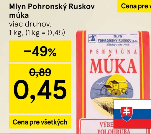 Mlyn Pohronský Ruskov Špaldová múka celozrnná