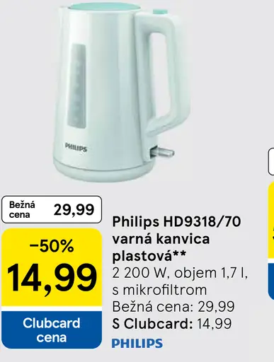 Philips varná kanvica plastová