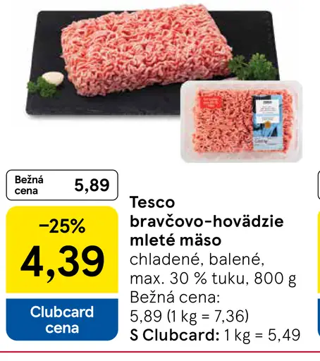 Tesco bravčovo-hovädzie mleté mäso