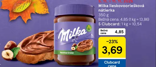 Milka Lieskovooriešková nátierka