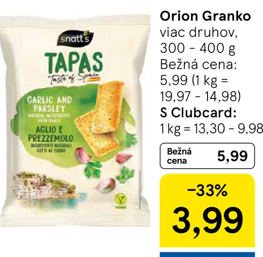 Snatt's Tapas chlieb s cesnakom a petržlenom