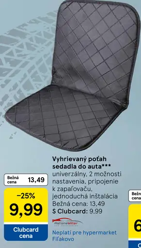 Vyhrievaný poťah sedadla do auta