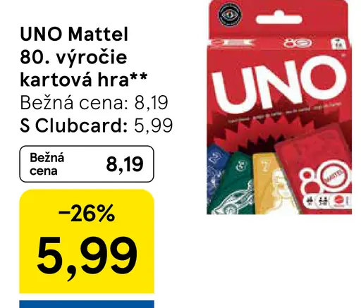 UNO Mattel 80. výročie kartová hra