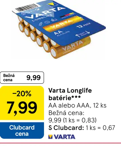 Varta Longlife batérie AA alebo AAA
