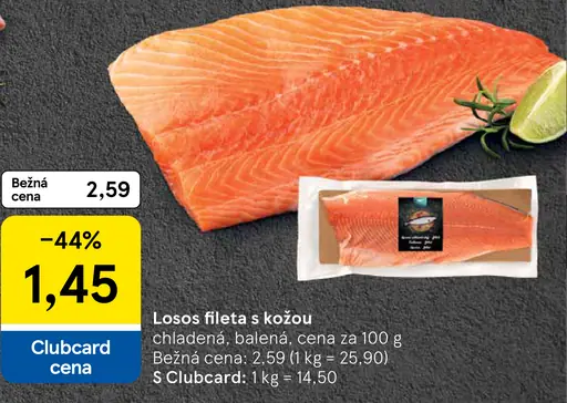 Losos fileta s kožou chladená