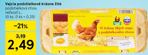 Vajcia podstielkové krásne žlté