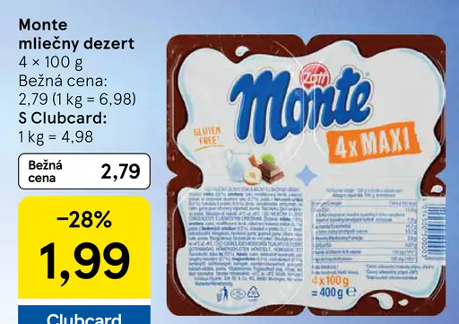 Monte mliečny dezert