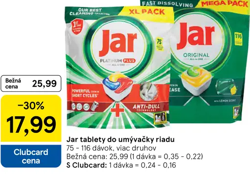 Jar Tablety do umývačky