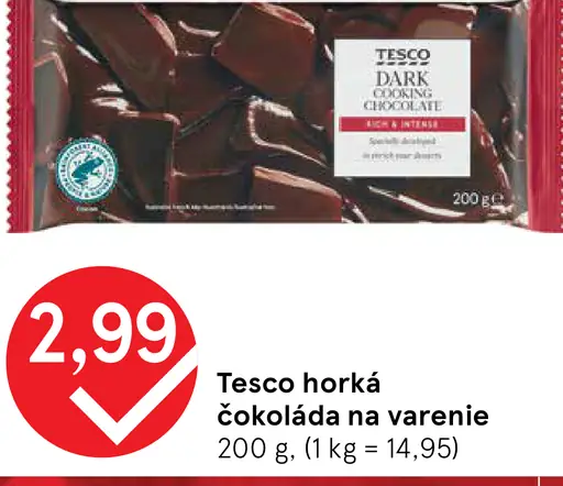 Tesco horká čokoláda na varenie