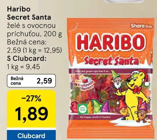 Haribo Secret Santa želé s ovocnou príchuťou