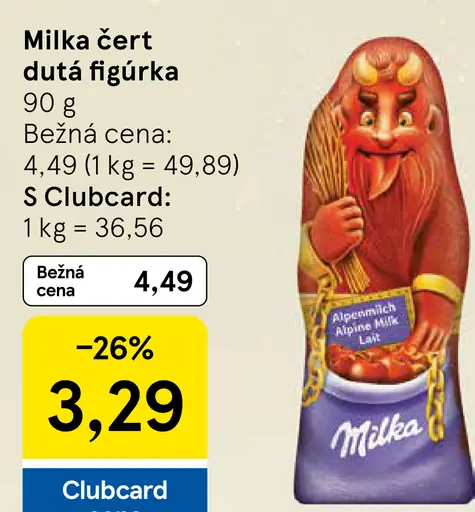 Milka čert dutá figúrka