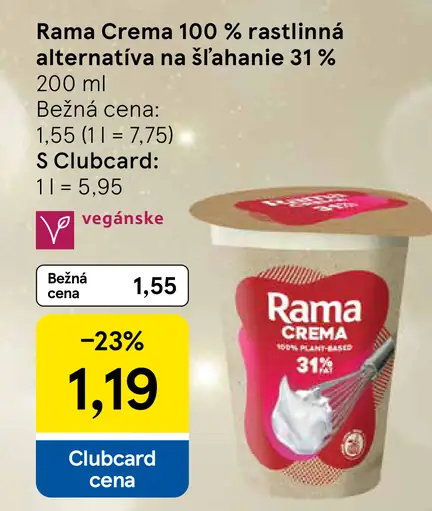 Rama Crema 100 % rastlinná alternatíva na šľahanie 31 %