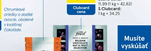 Tesco Finest oriešky a sušené ovocie v belgickej čokoláde