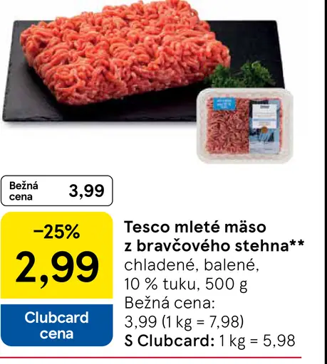 Tesco mleté mäso z bravčového pleca