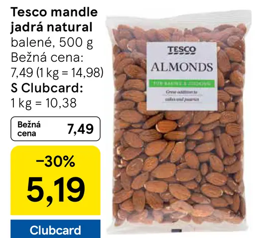 Tesco mandle jadrá natural
