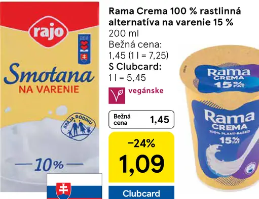 Rama Crema 100 % rastlinná alternatíva na varenie 15 %