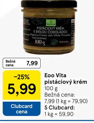 Eoo Vita pistáciový krém s bielou čokoládou