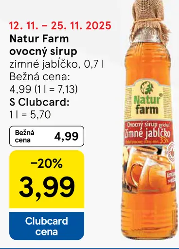 Natur Farm Ovocný sirup príchuť zimné jabĺčko