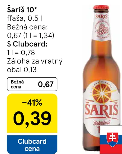 Šariš 10° fľaša