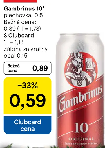 Gambrinus 10° plechovka