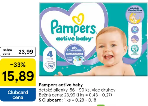 Pampers active baby plienky