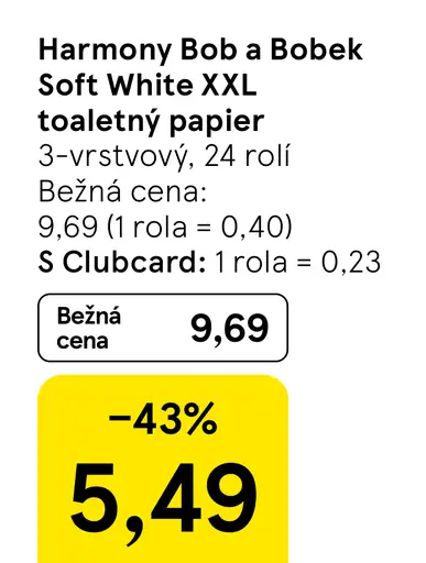 Harmony Bob a Bobek Soft White XXL toaletný papier 3 vrstvy