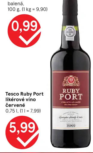 Tesco Ruby Port likérové víno červené